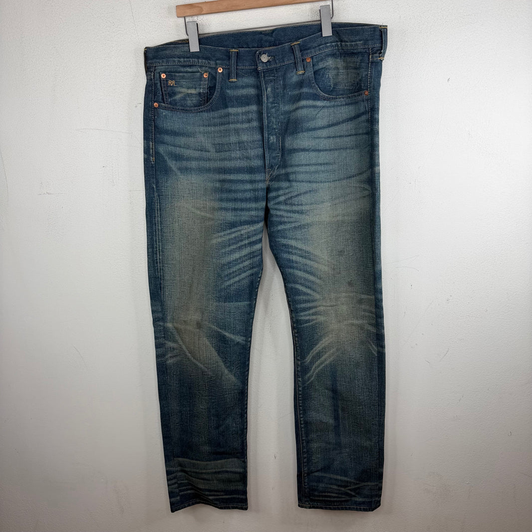 RRL Straight Leg Whiskered Jeans