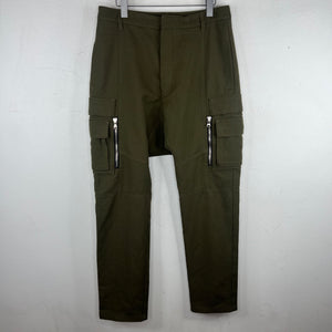 Balmain Green Wool Moto Cargo Pants