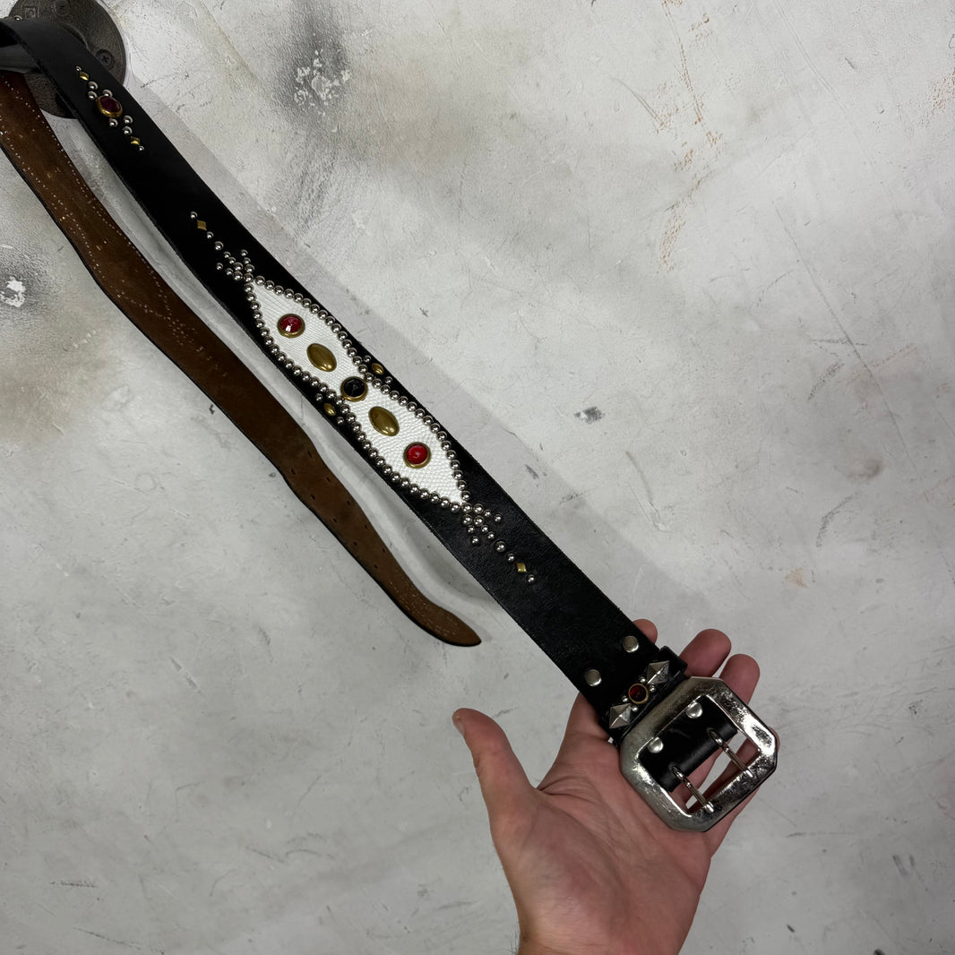 Manhatta Black Cowhide Studded Belt