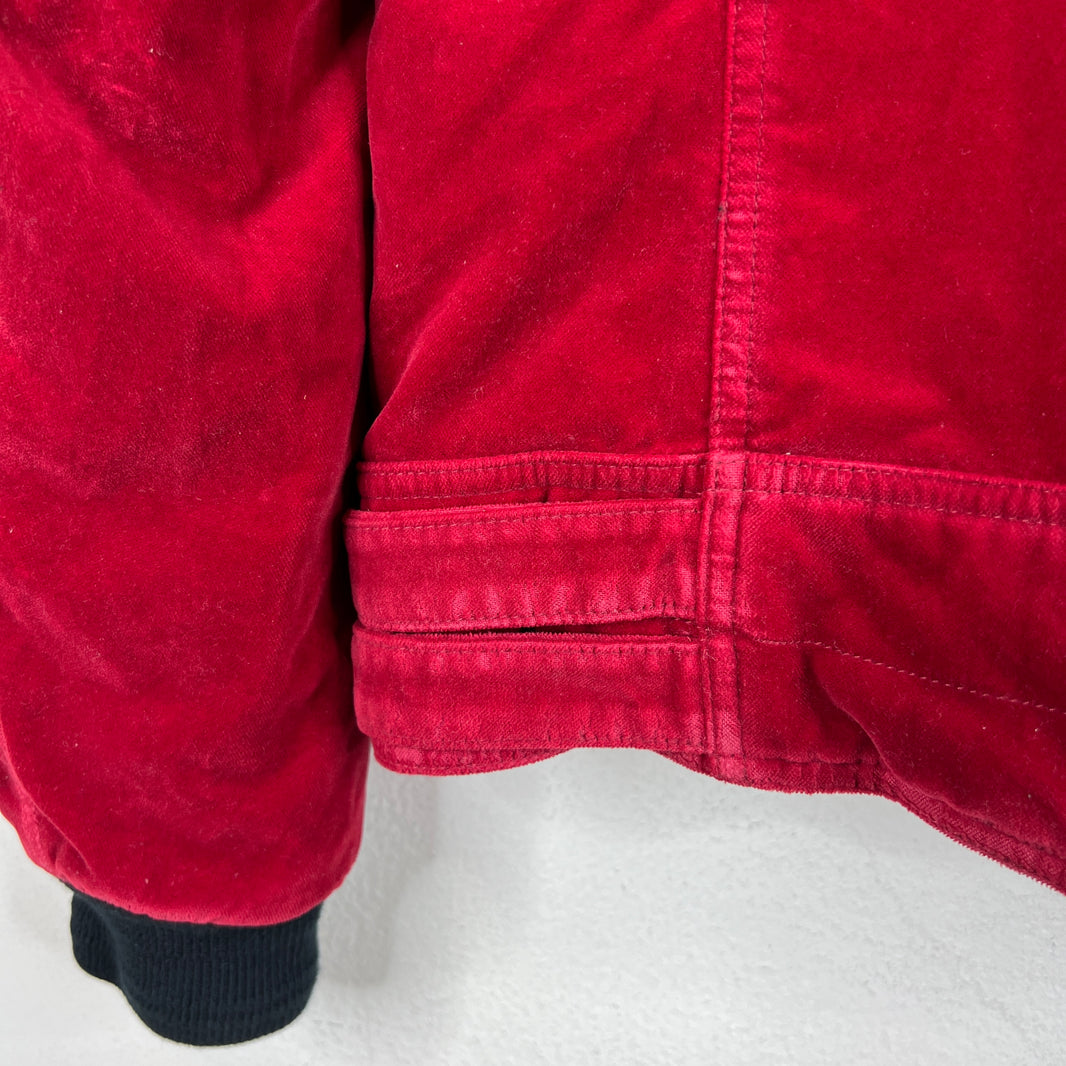 Balmain Red Velvet Crest Jacket