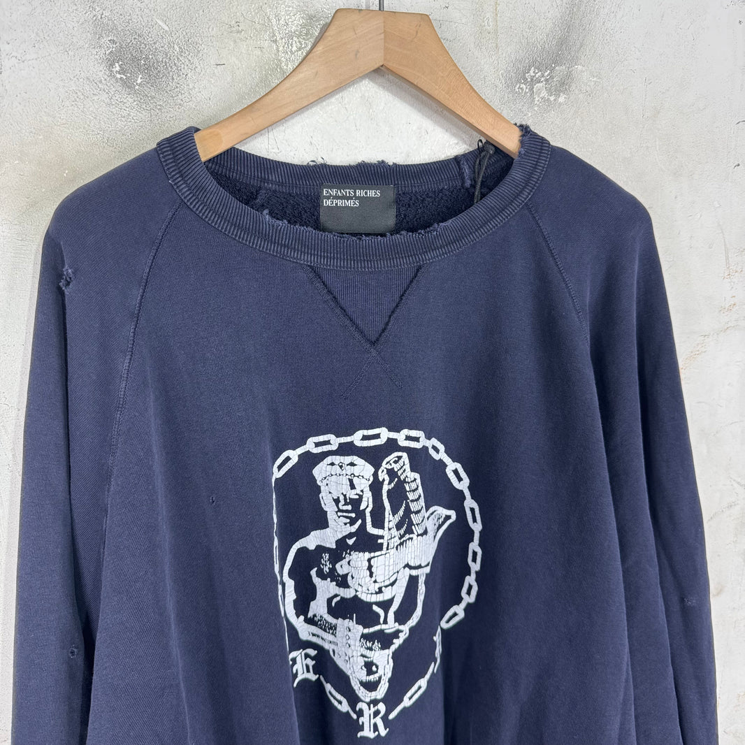 ERD Distressed Chaine Raglan Crewneck