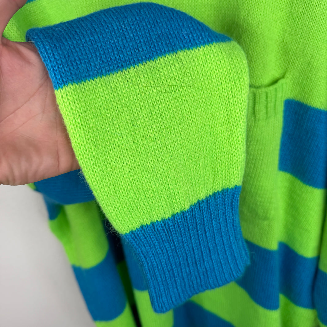 JW Anderson Blue/Green Mohair Pocket Knitted Sweater