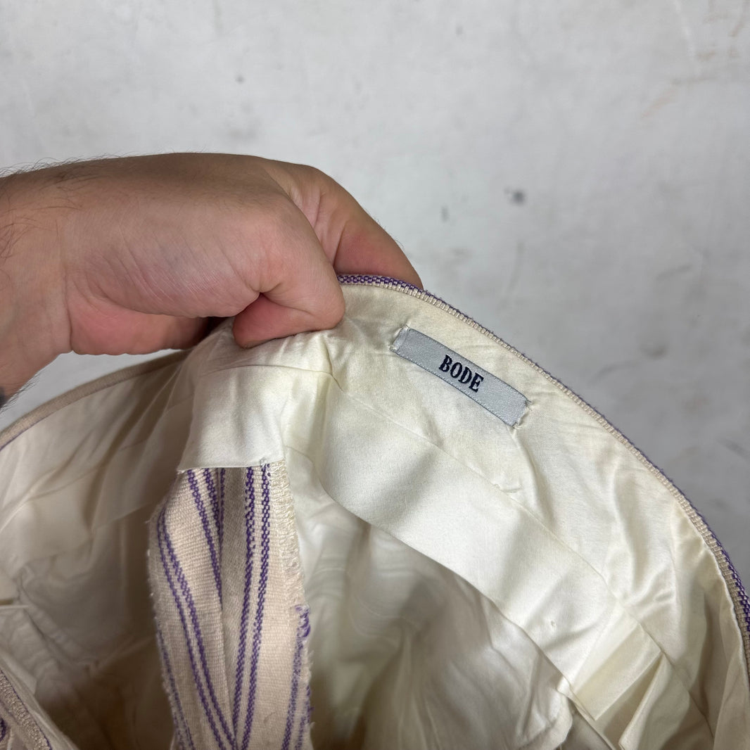 Bode Beige Purple Pinstriped Trousers