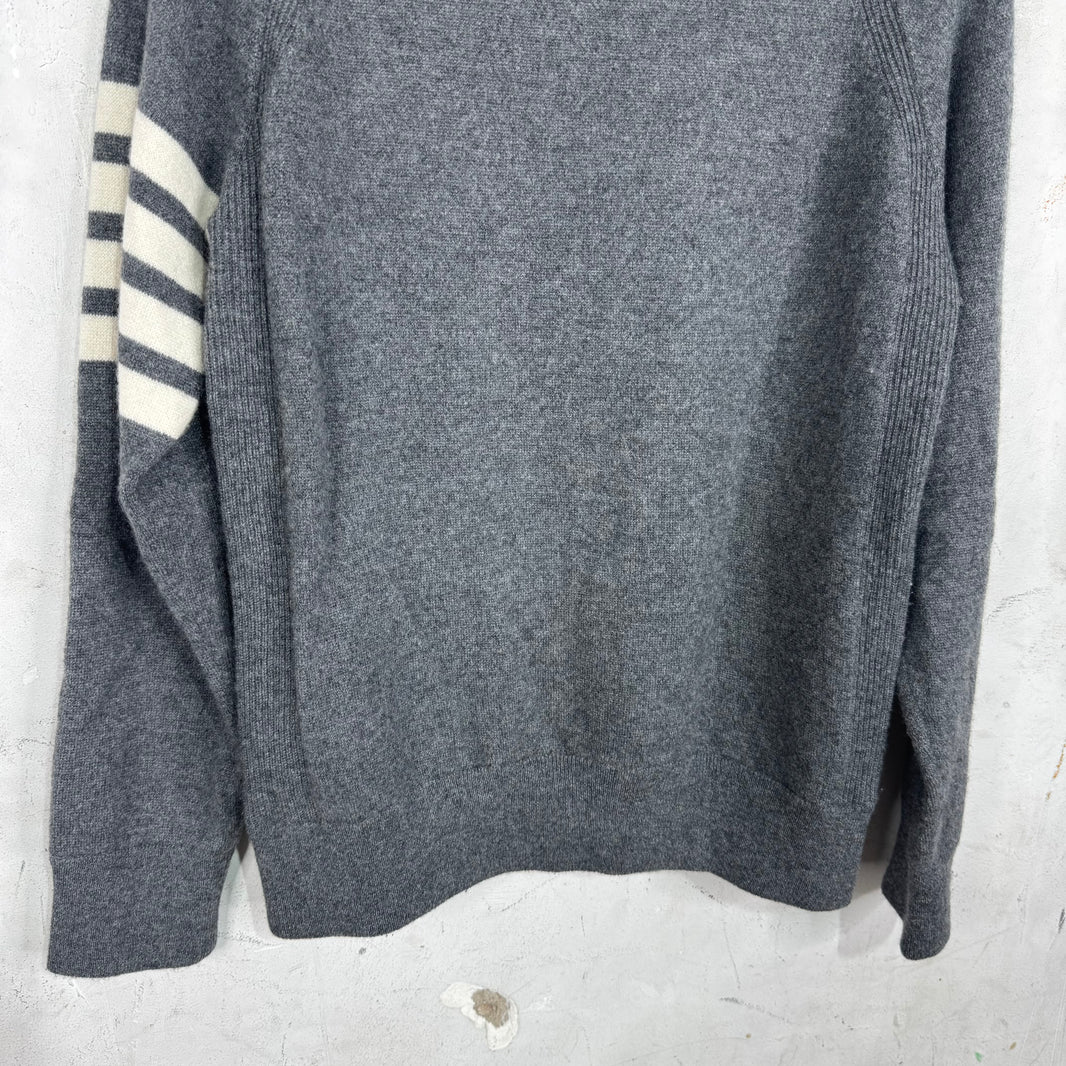 Thom Browne Grey Cashmere Striped Sweater