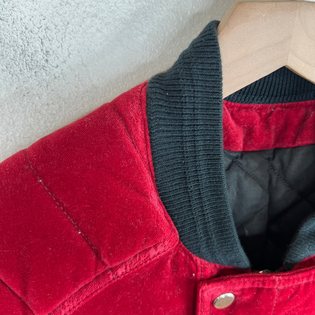Balmain Red Velvet Crest Jacket
