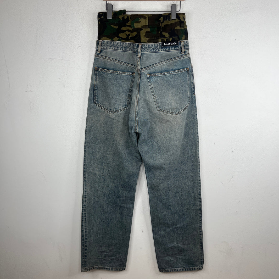 Balenciaga Camo Double Layer Denim Jeans