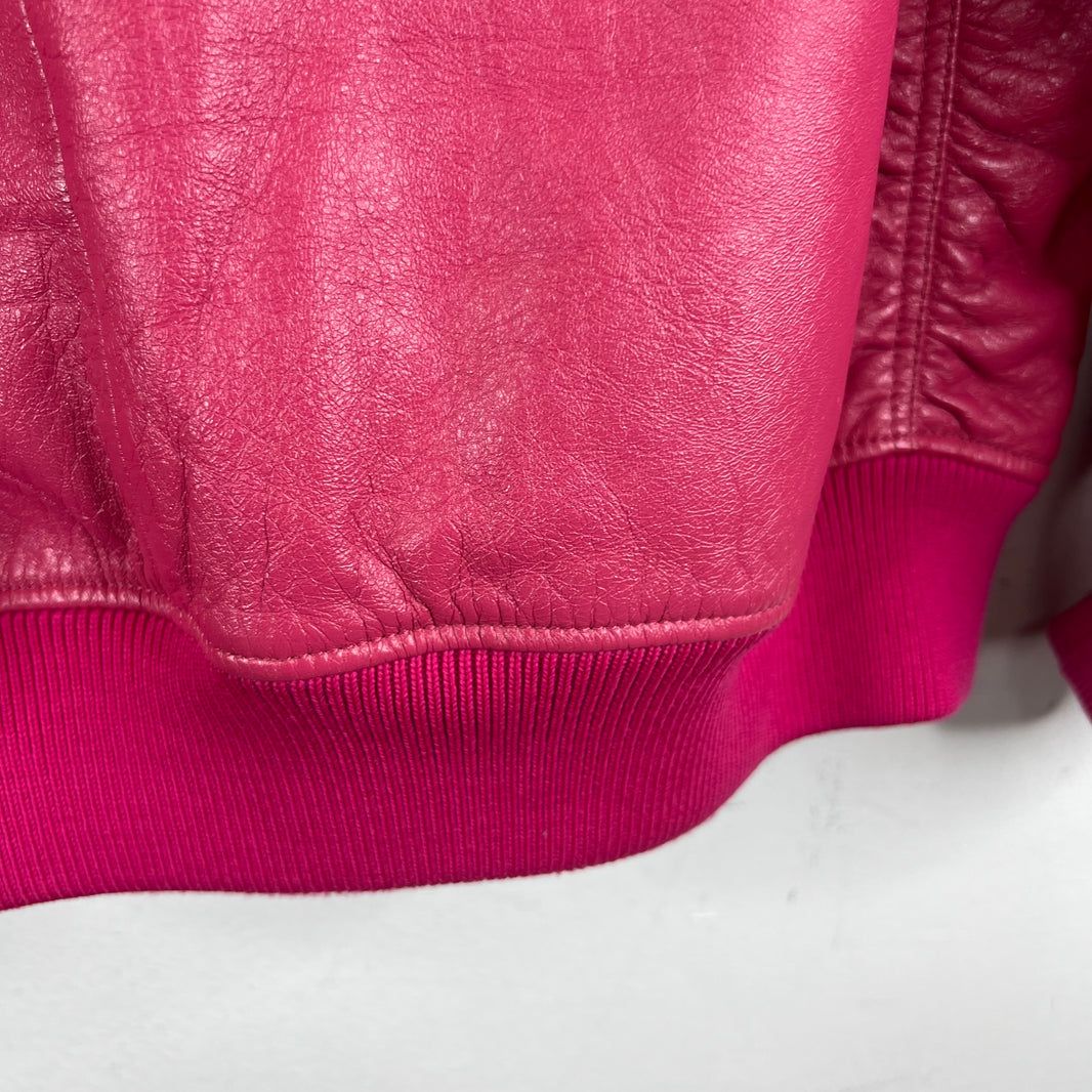 Prada Pink Oversized Nappa Leather Bomber Jacket