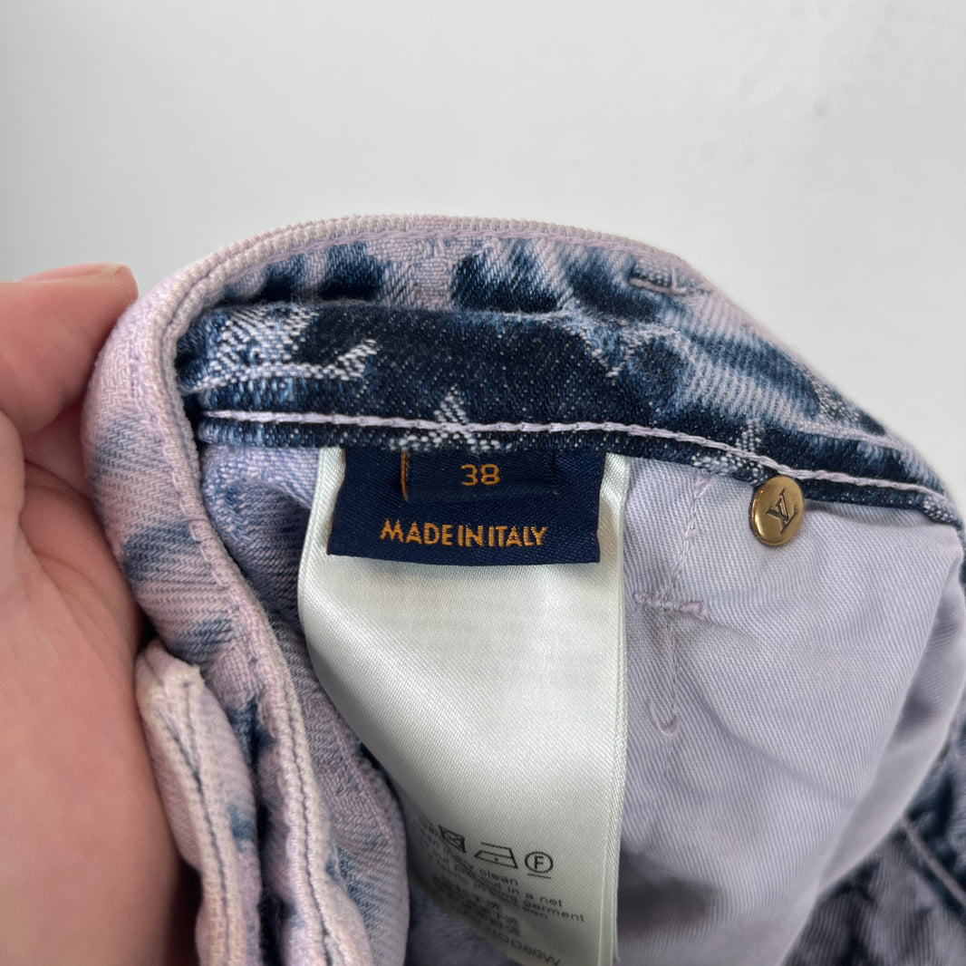 Louis Vuitton Purple Flayed Monogram Flared Carpenter Jeans