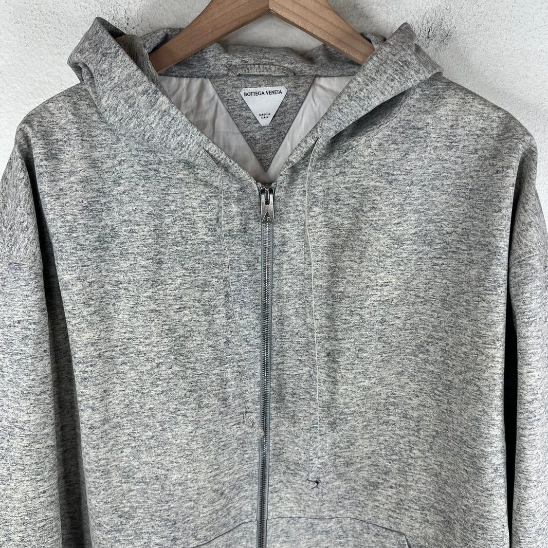 Bottega Veneta Printed Leather Zip Up Hoodie
