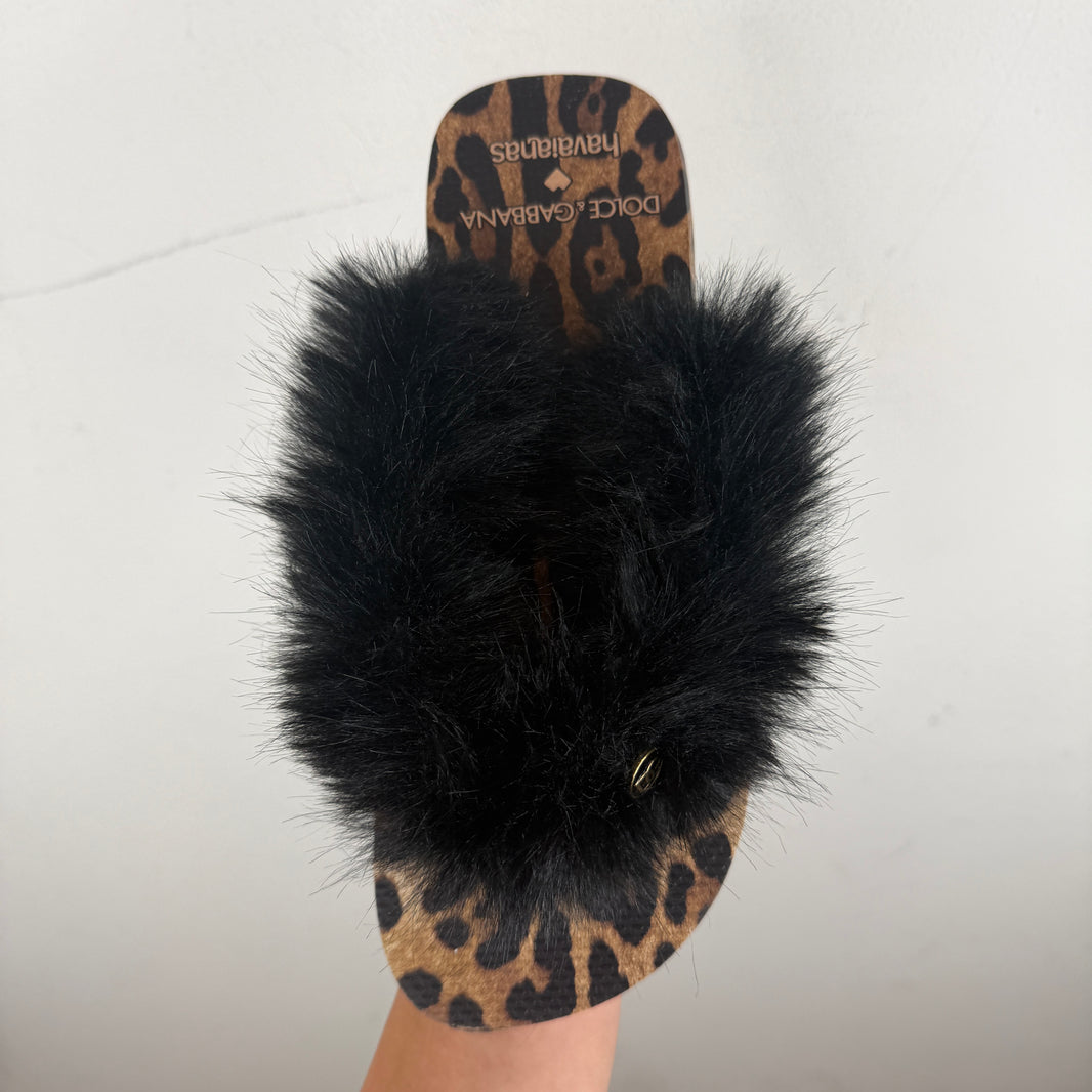 D&G Havaianas Fur Thong Sandals