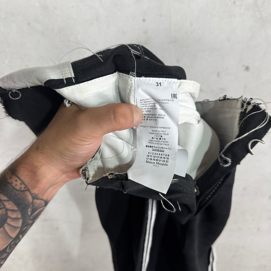 Margiela Reverse Seam Frayed Waistband Jeans
