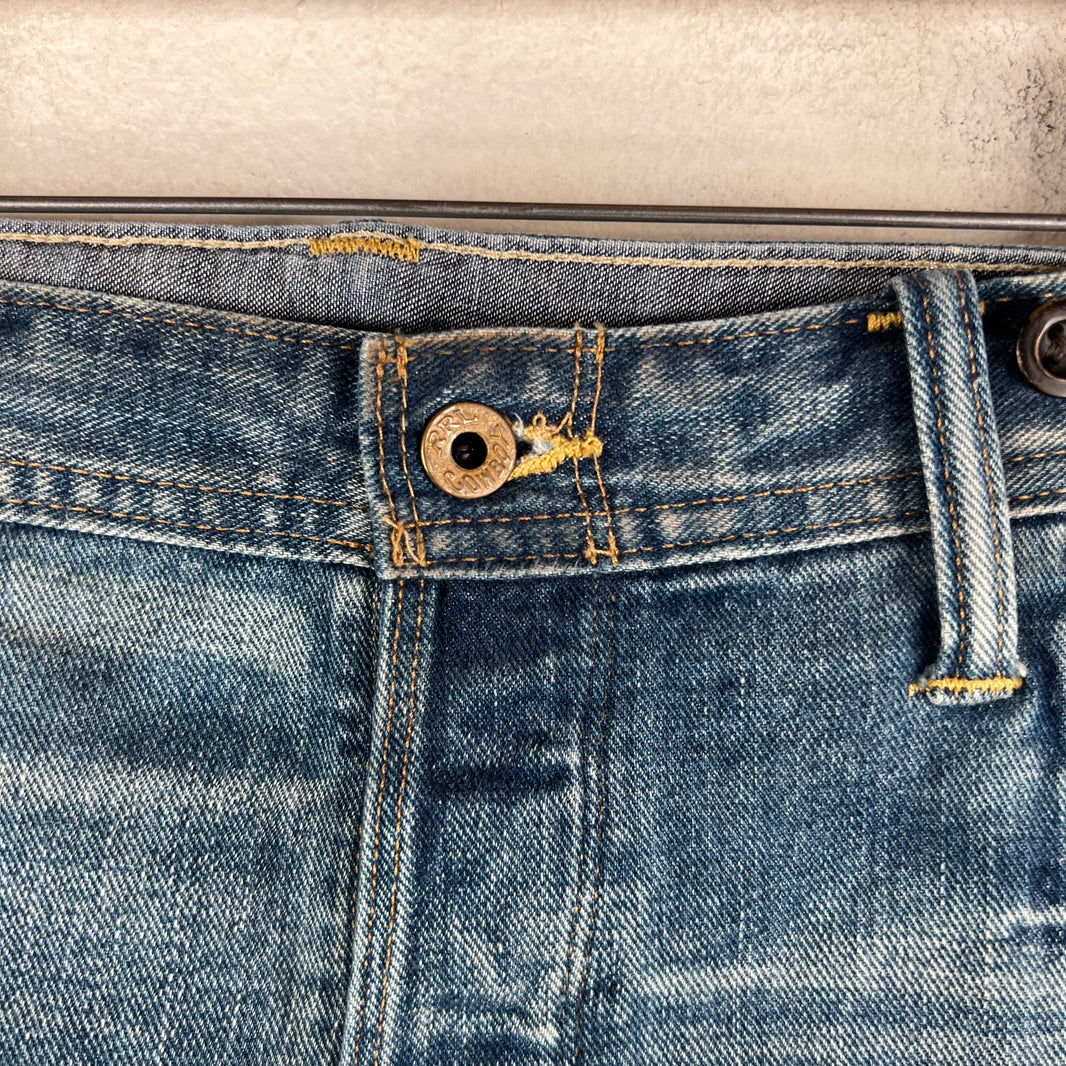 RRL Distressed Buckle Back Jeans