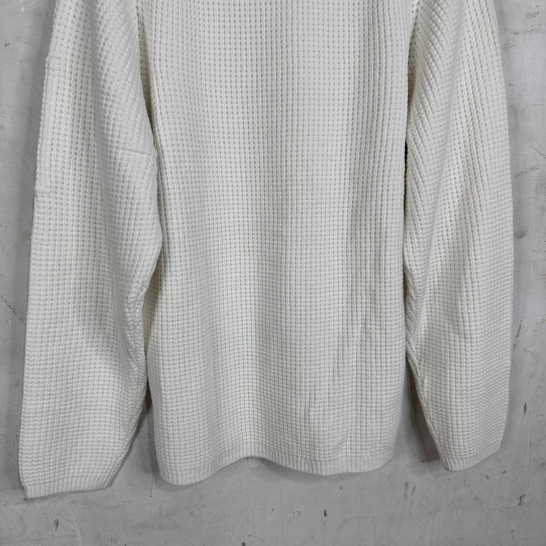 CP Company White Waffle Knitted Sweater