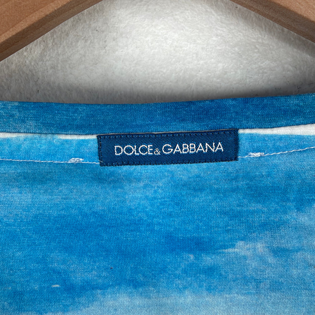 Dolce & Gabanna Blue Striped Printed T-Shirt
