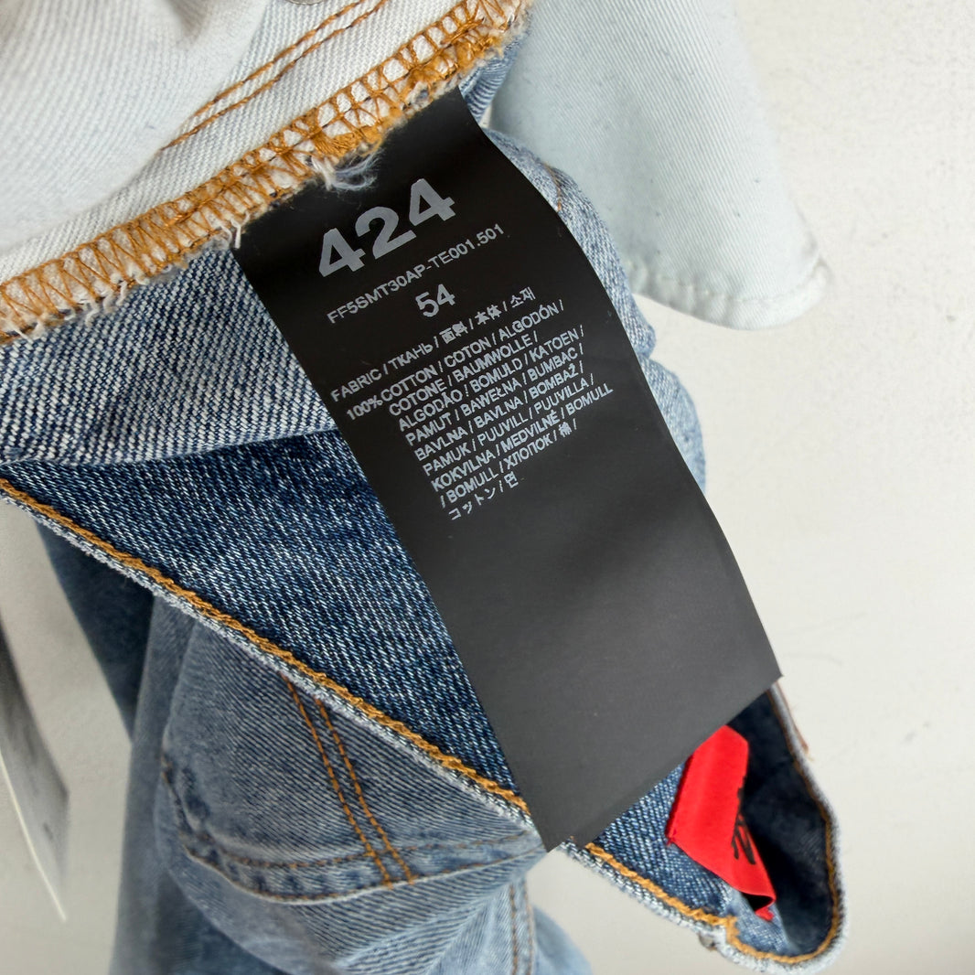 424 Washed Blue Loose 5 Pocket Jeans