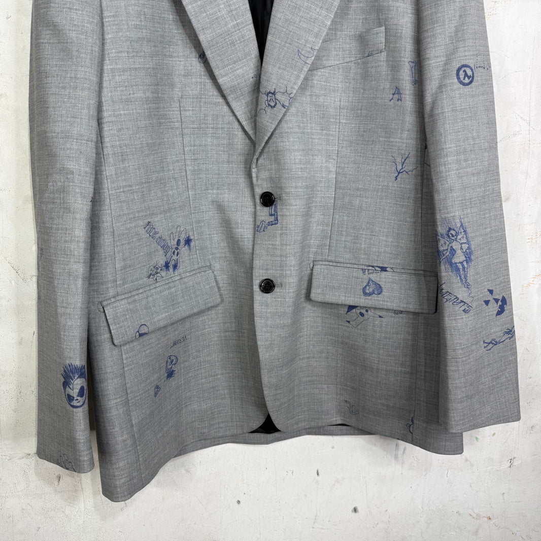 Vetements Grey Scribble Blazer