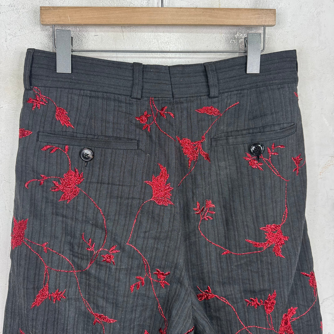 Dries Van Noten Metallic Floral Pleated Loose Shorts
