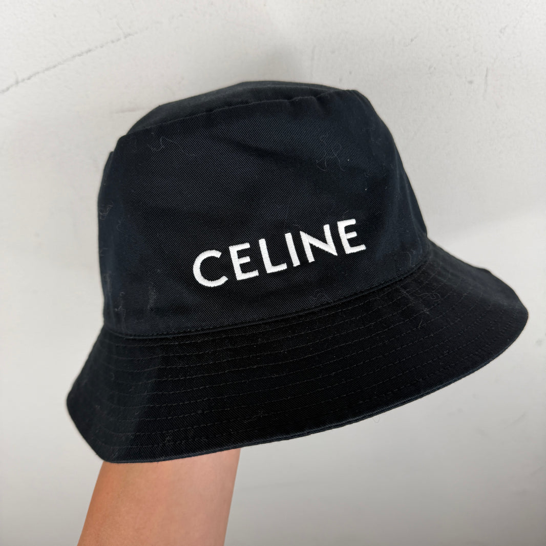 Celine Black Logo Bucket Hat