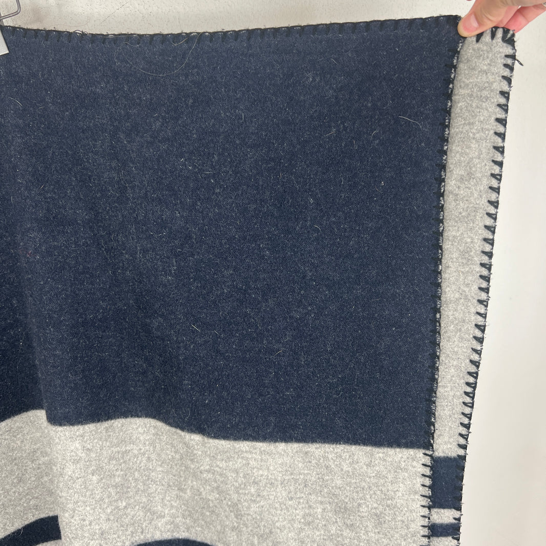 Sacai Navy/Gray Wool Blend Throw Blanket