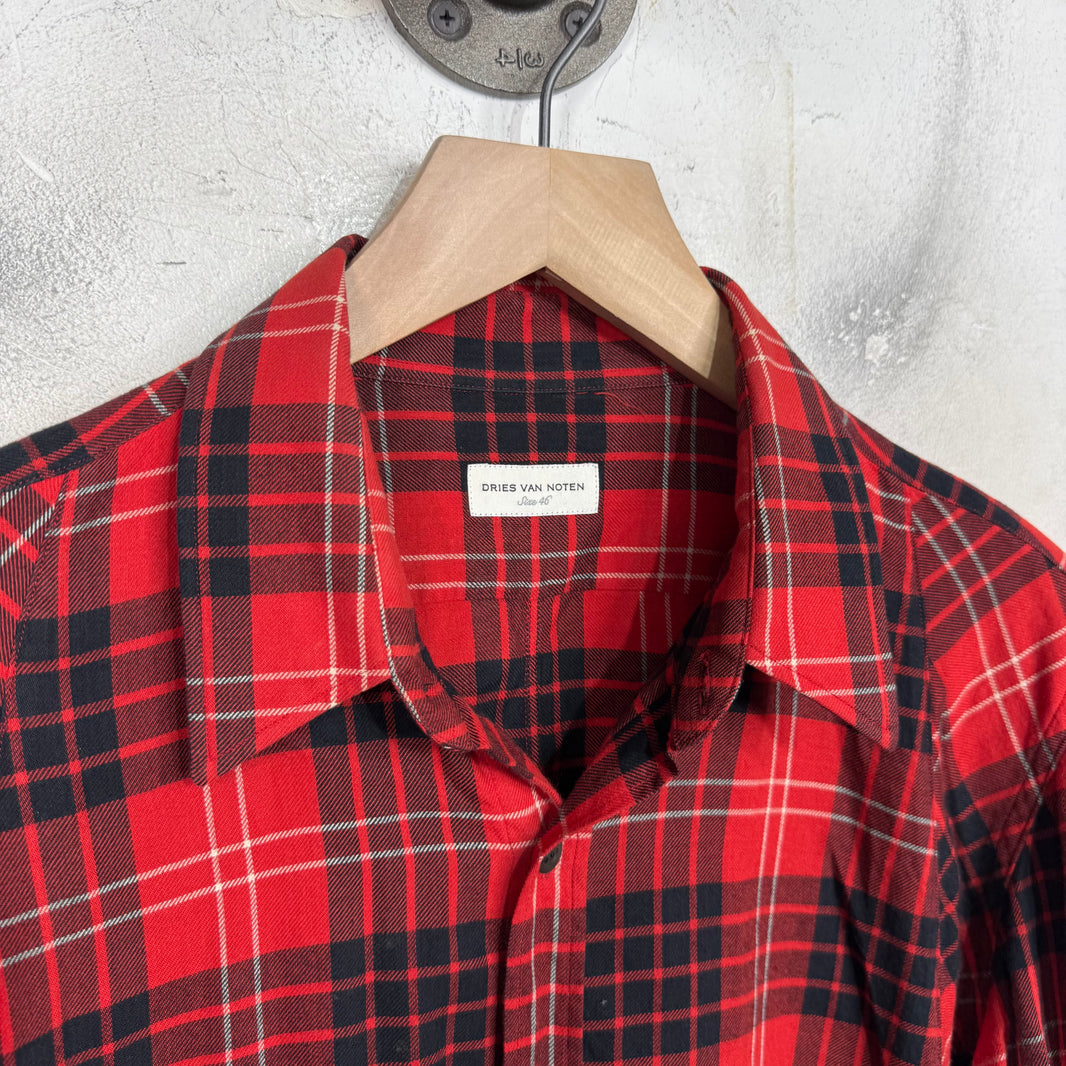 Dries Van Noten Red Plaid Flannel