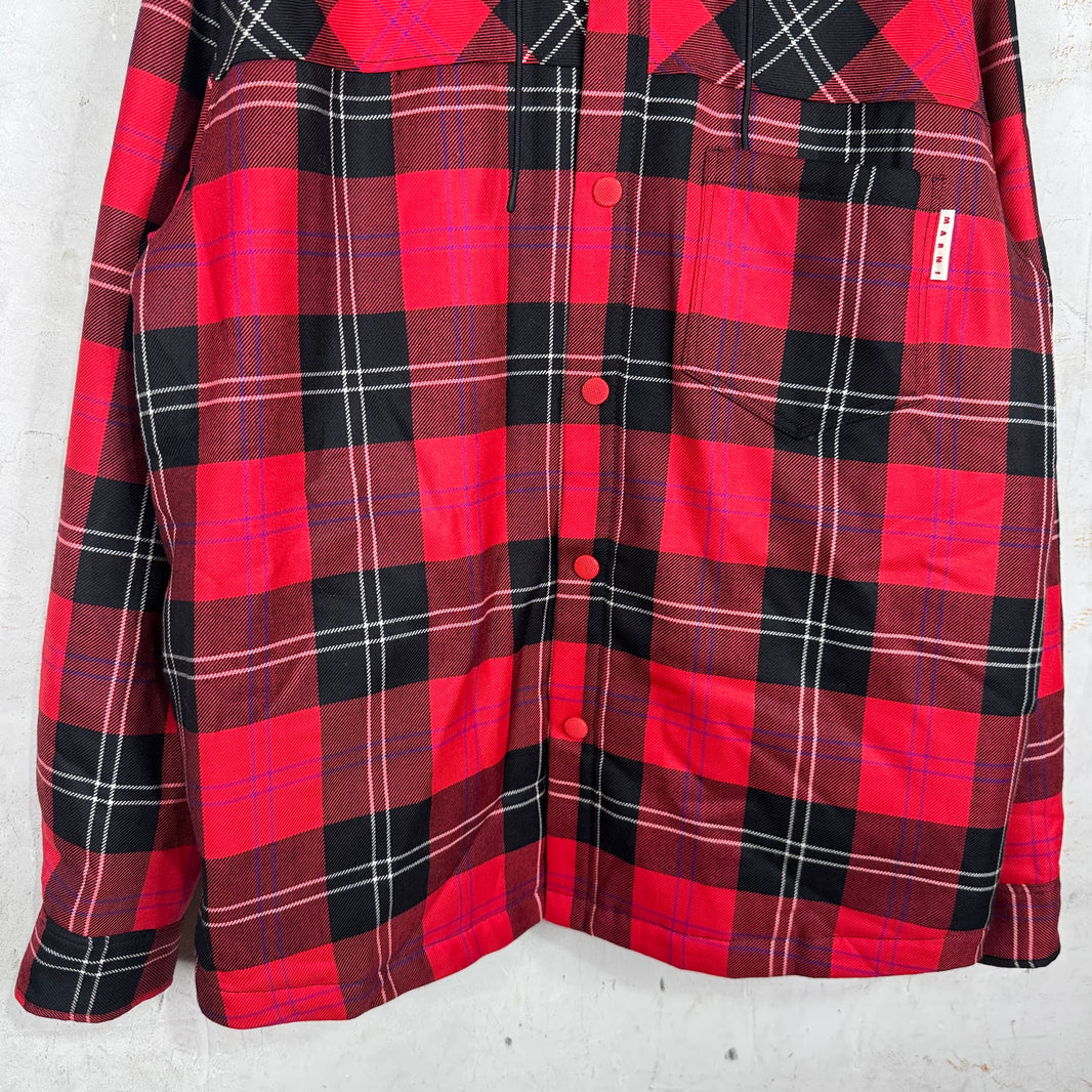 Marni Red Plaid Hooded Quilt Flannel