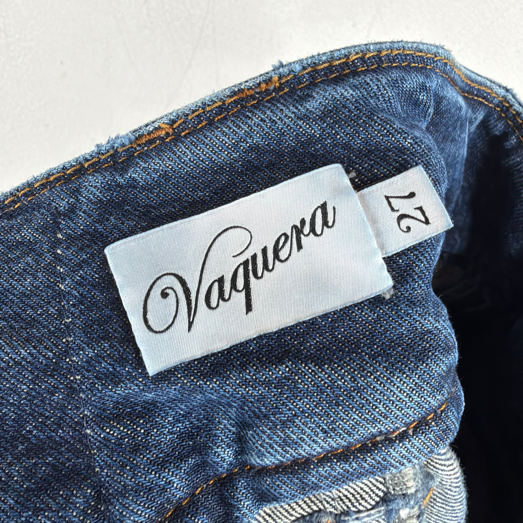 Vaquera Monogram Denim Long Shorts