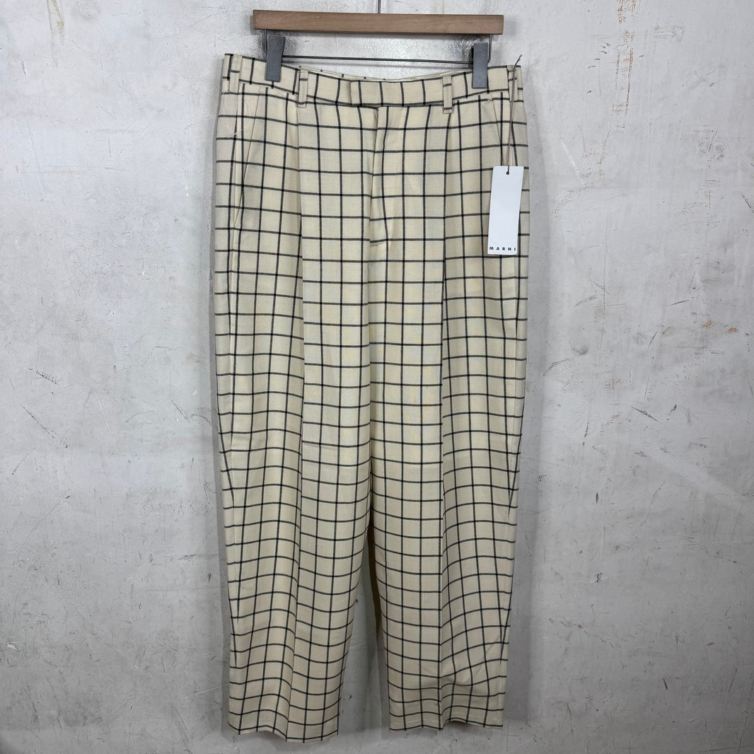 Marni Loose Beige Plaid Trousers