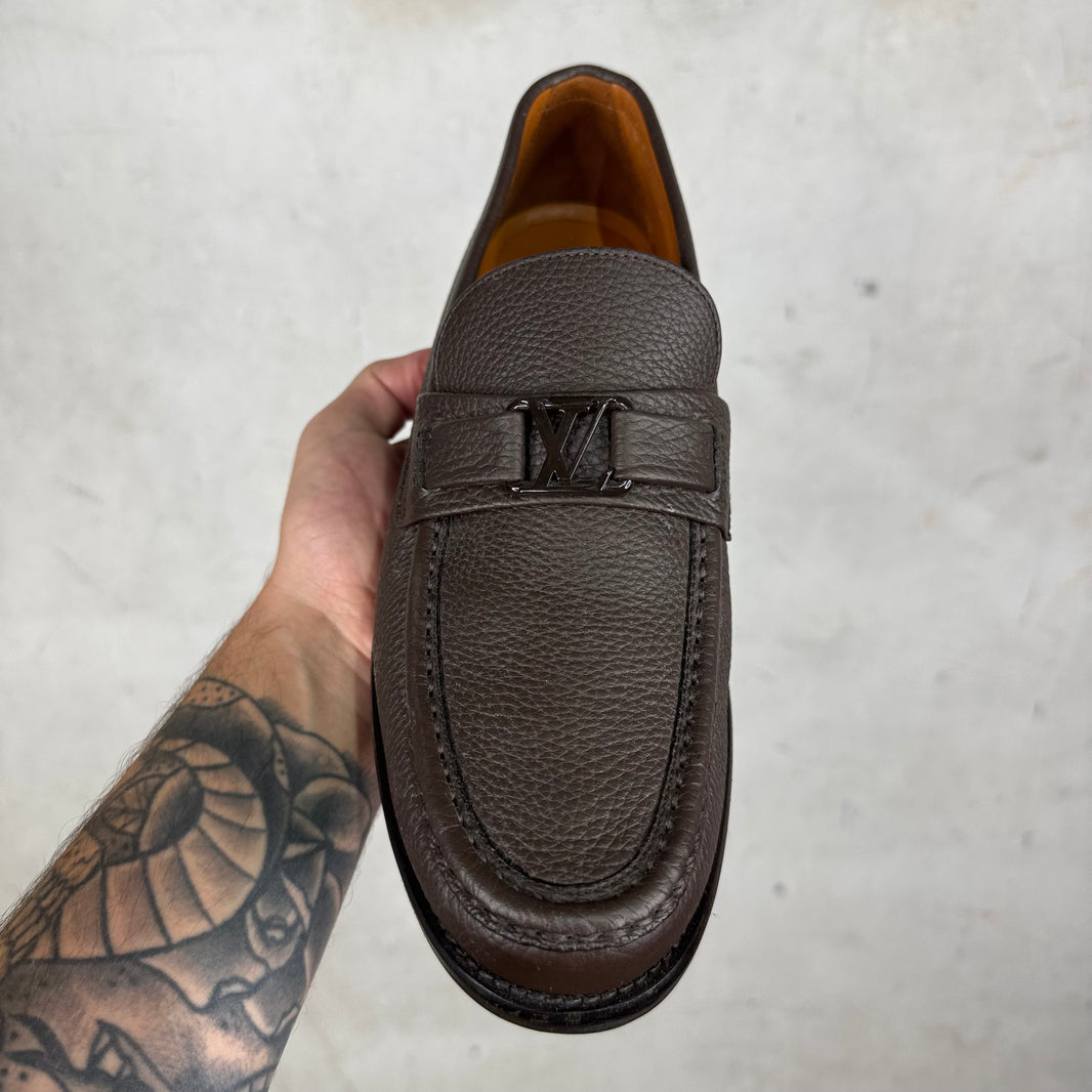 Louis Vuitton Brown Leather Buckled Loafers
