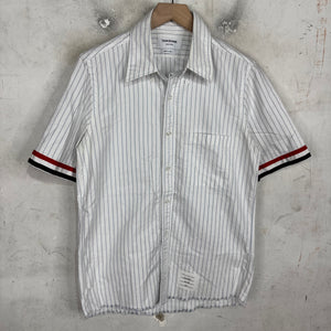 Thom Browne Striped Frayed Hem Sleeve Stripe Shirt