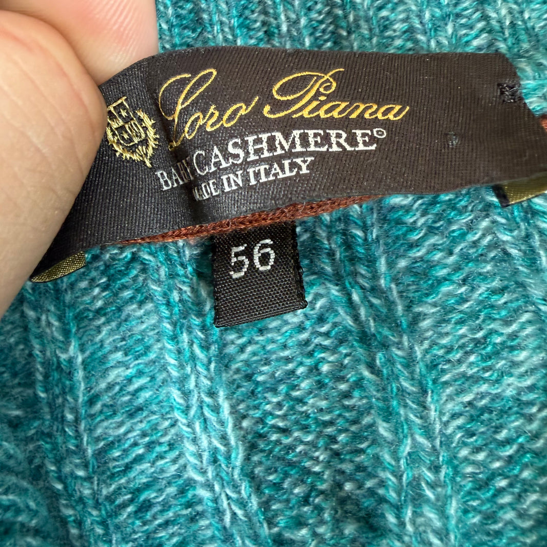 Loro Piana Teal Baby Cashmere Quarter Zip Jacket
