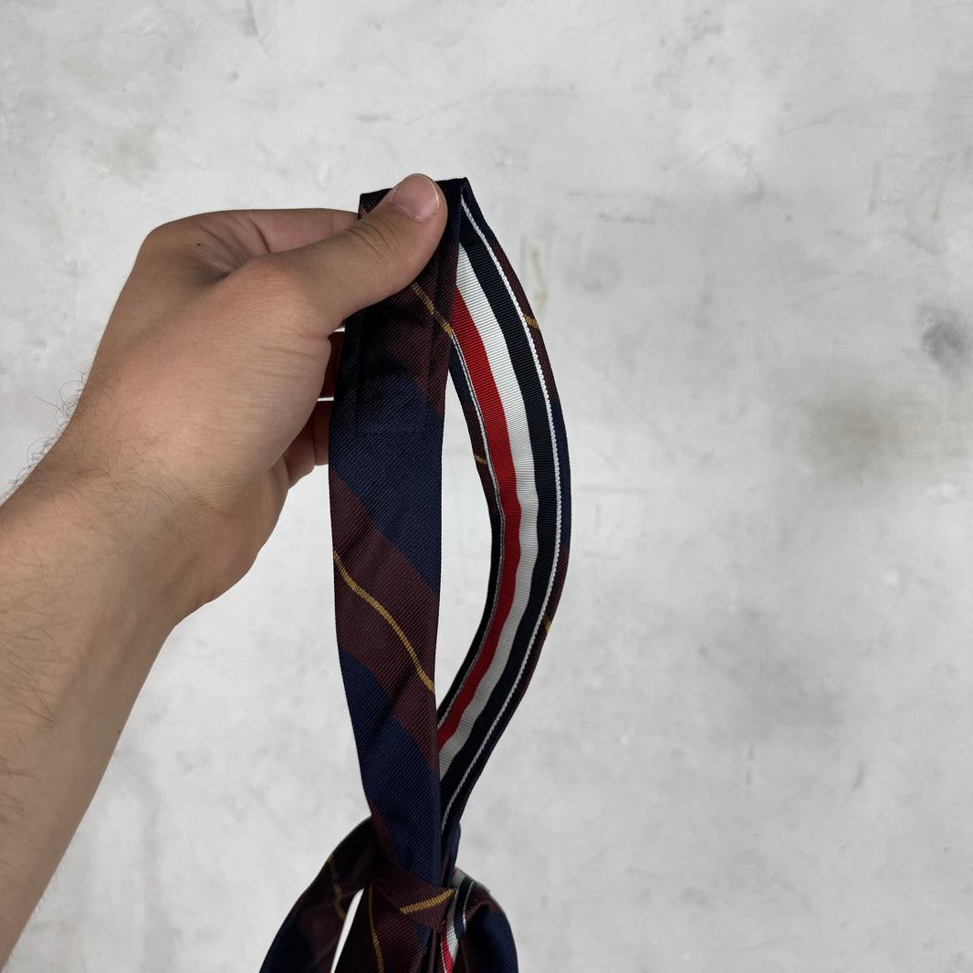 Thom Browne Navy/Maroon Striped Tie