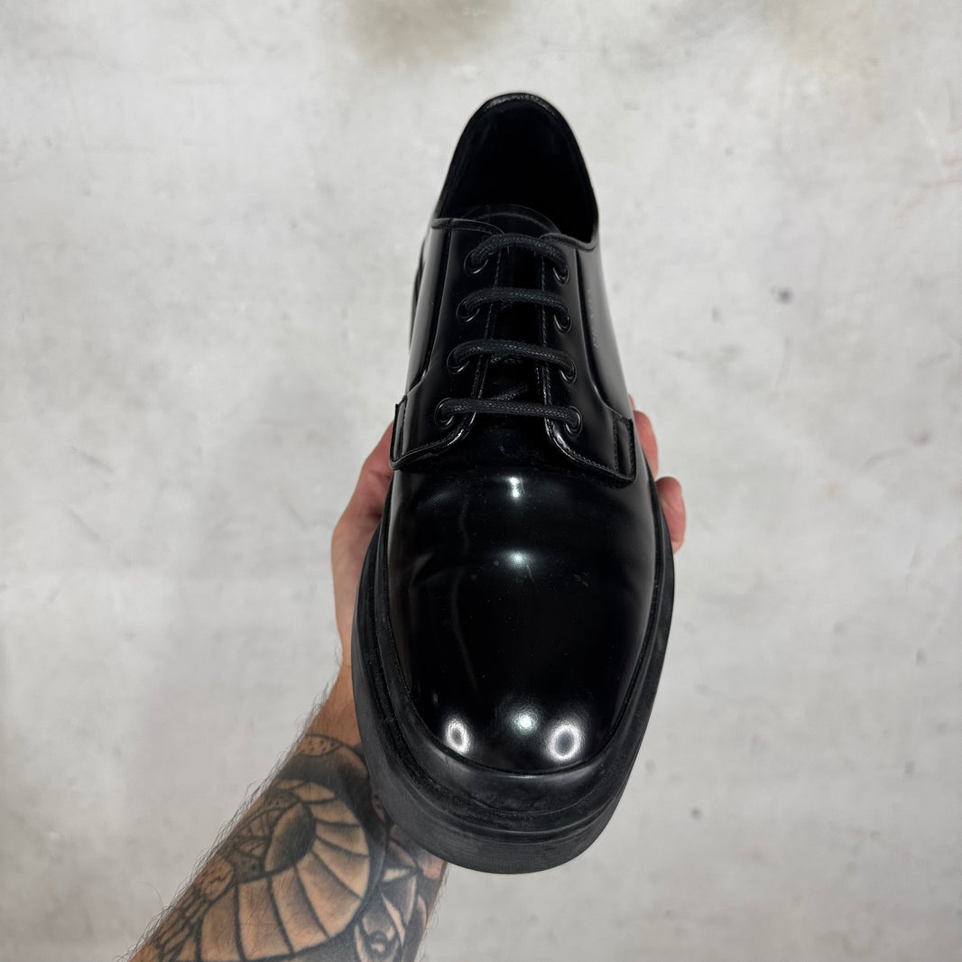 Prada Leather Flat Platform Sole Derbys