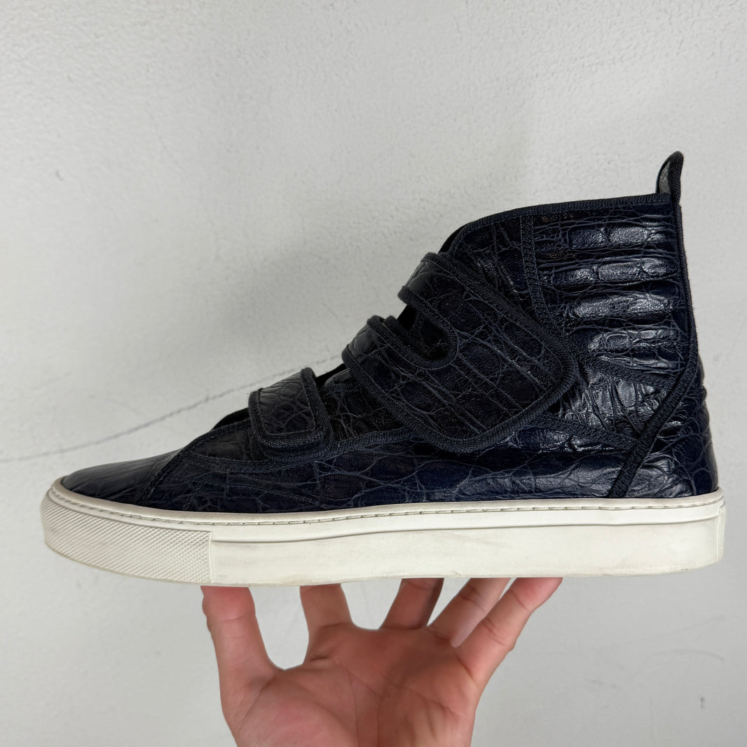Raf Simons Navy Croc Velcro Strap Sneakers