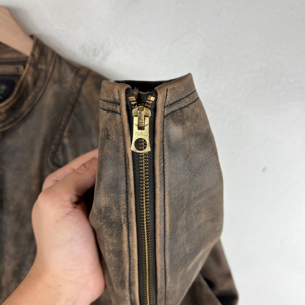 RRL Distressed Moto Leather Cowhide Jacket