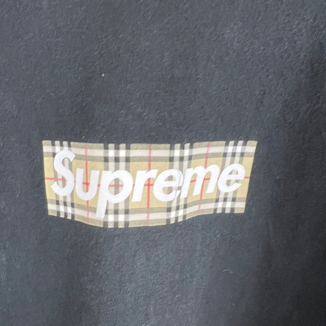 Supreme Black Burberry Box Logo T-Shirt