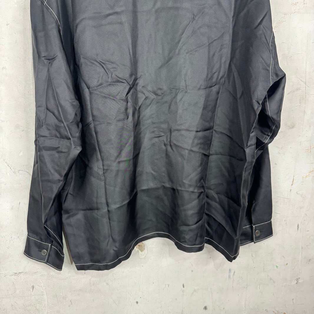 Prada Viscose Constrast Stitch Zip Shirt