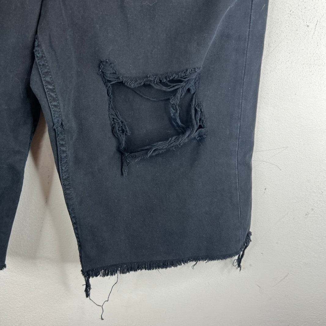 Balenciaga Distressed Long Denim Shorts