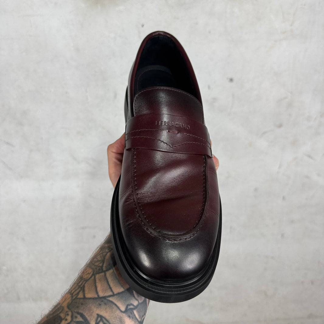 Ferragamo Oxblood Chunky Loafers