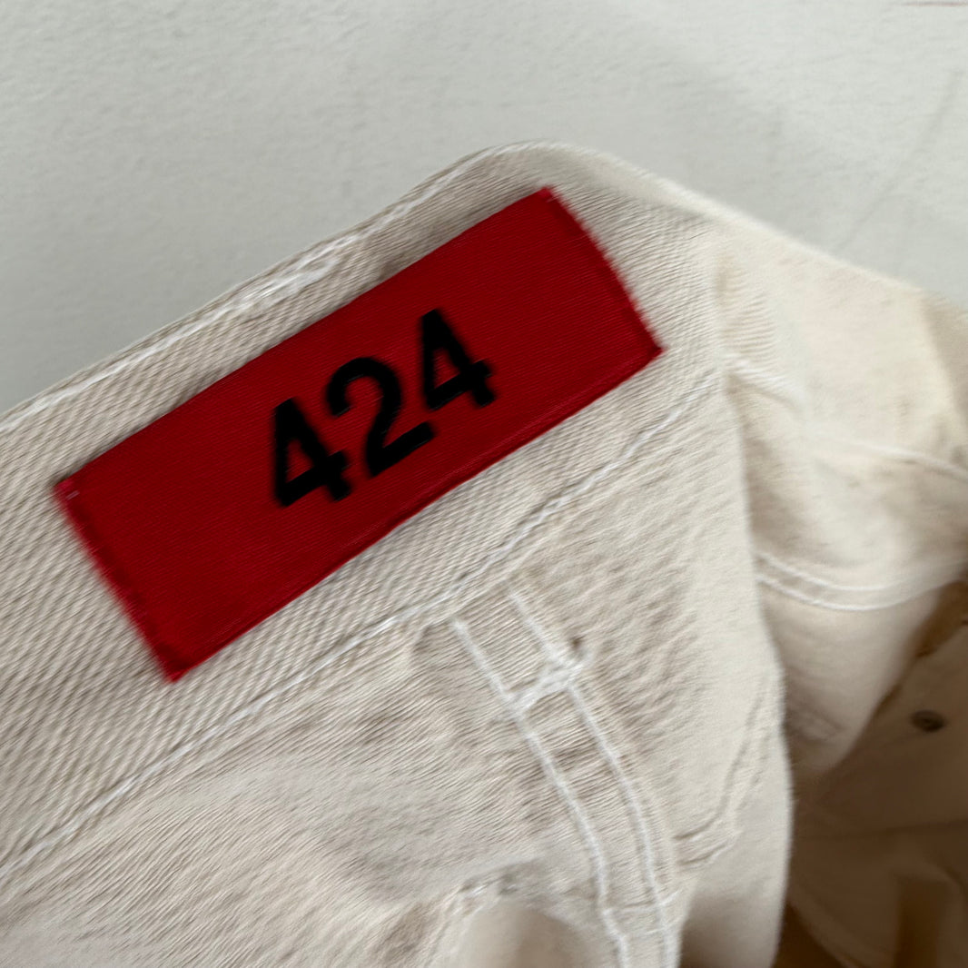 424 White Loose Fit 5 Pocket Straight Jeans