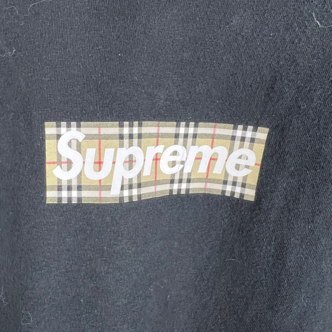 Supreme Black Burberry Box Logo T-Shirt