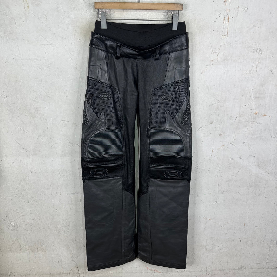 Balenciaga Leather Unity Paneled Racing Pants