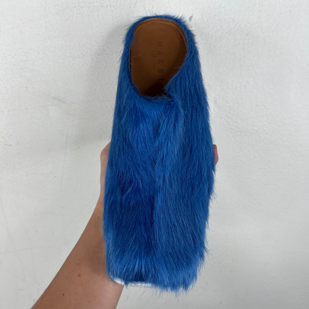 Marni Blue Calf Hair Loafers