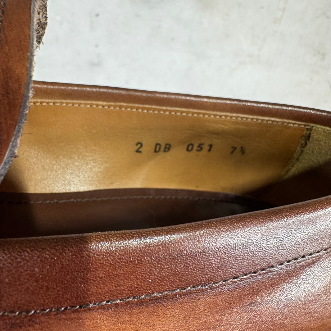 Prada Brown Leather Wing Tipped Loafers