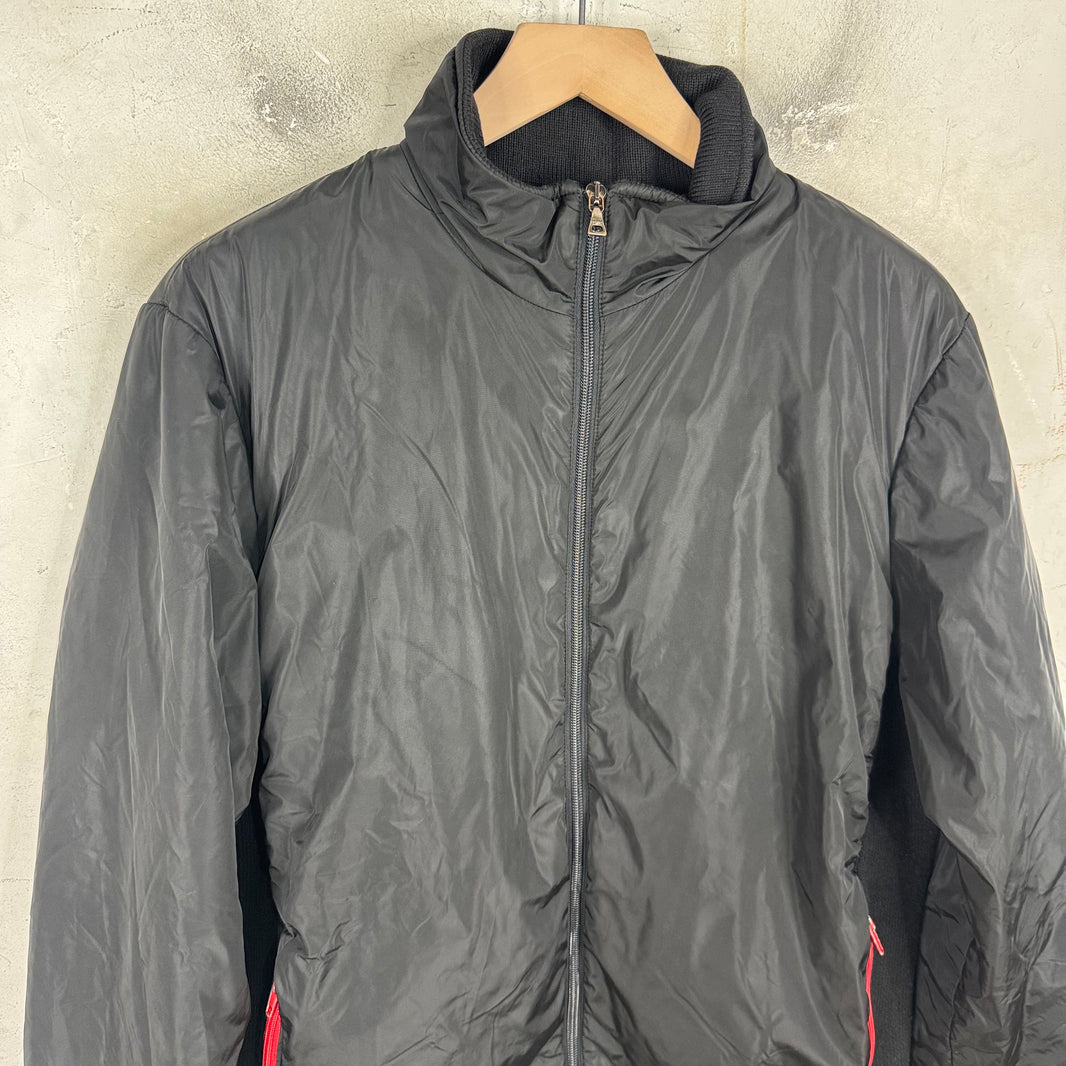 Prada Wool Lined Red Zipper Nylon Jacket