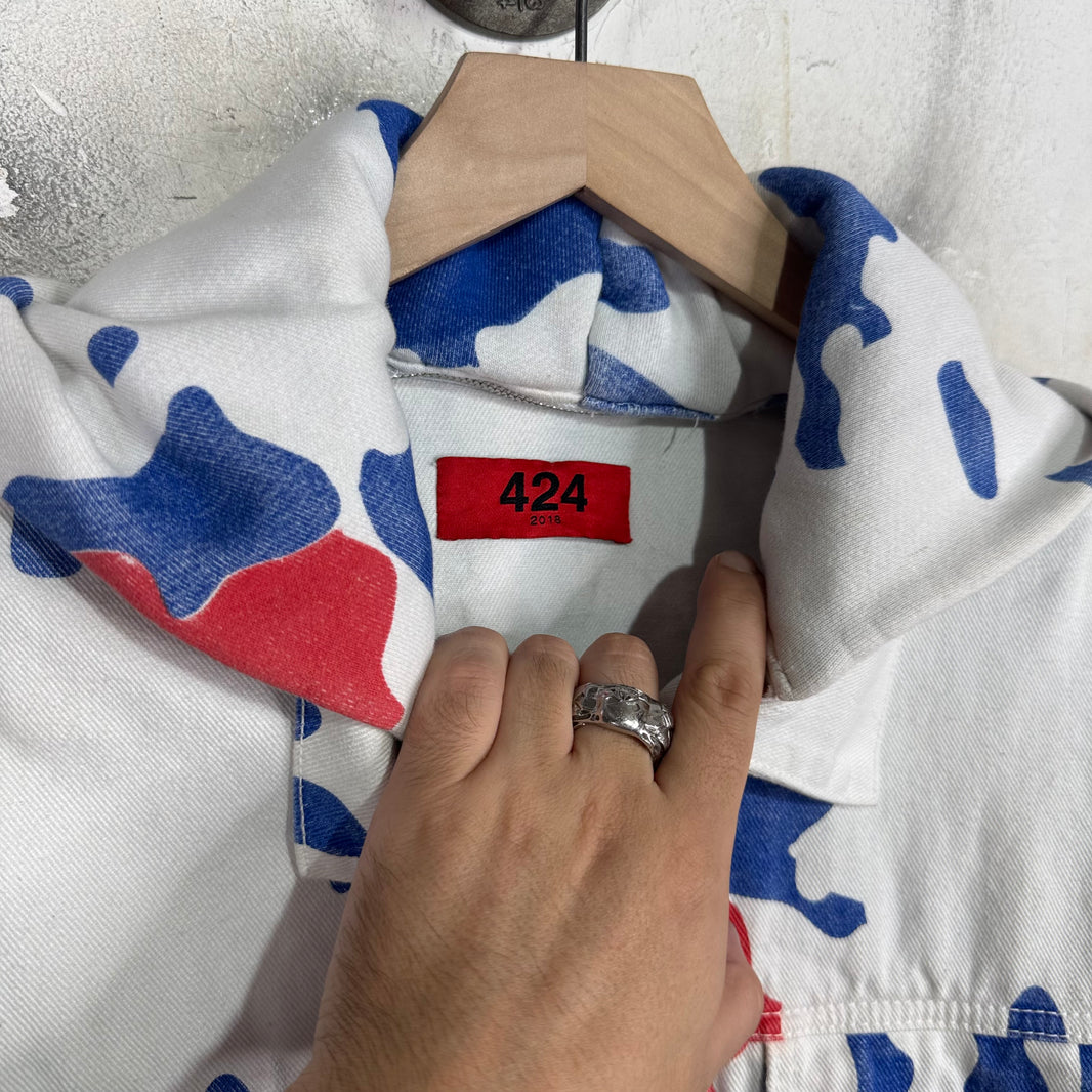 424 Camo Hooded Denim Jacket