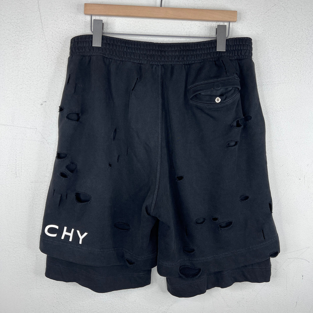 Givenchy Distressed Double Layer Shorts