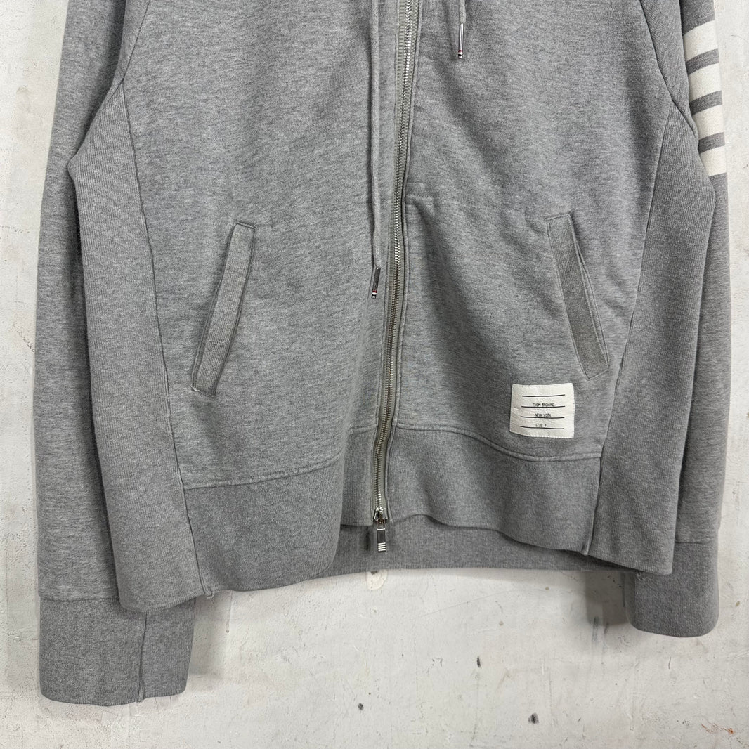 Thom Browne Grey Zipped Hoodie