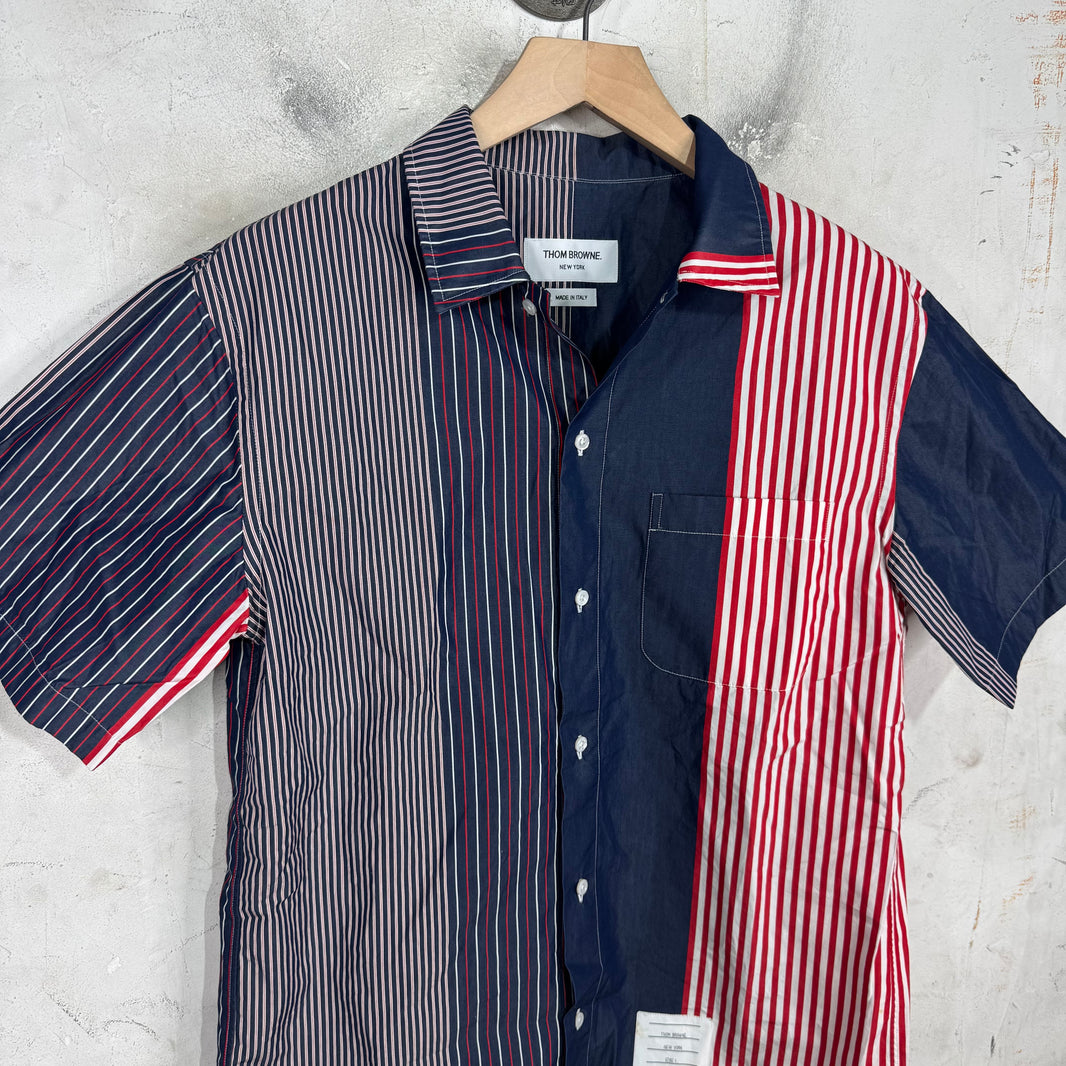 Thom Browne Navy Multi Striped S/S Shirt