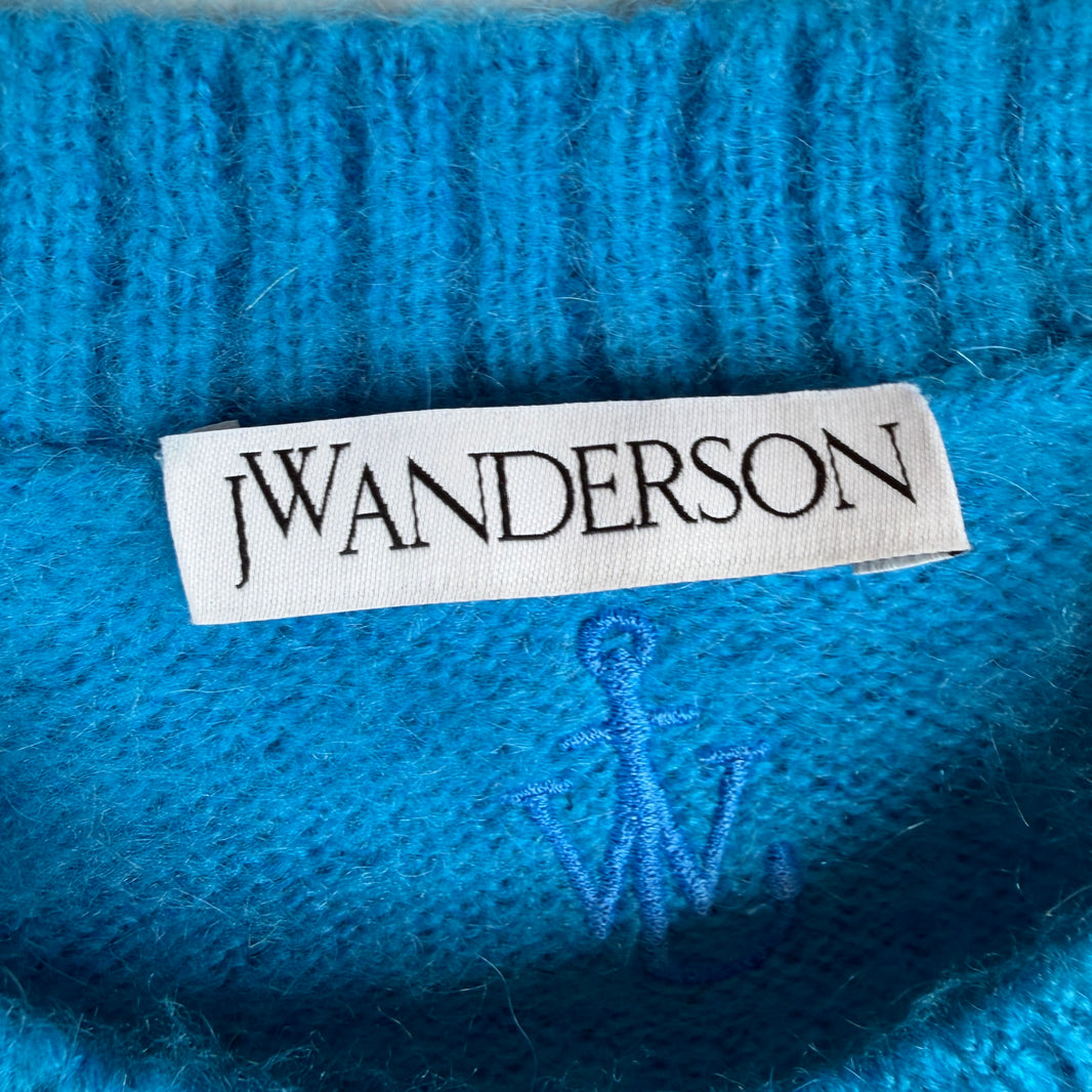JW Anderson Blue/Green Mohair Pocket Knitted Sweater