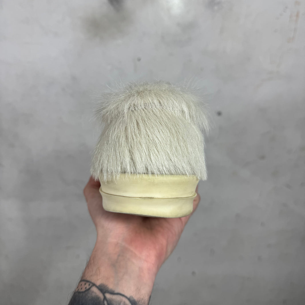 Rick Owens Cream Ponyhair Low Vans